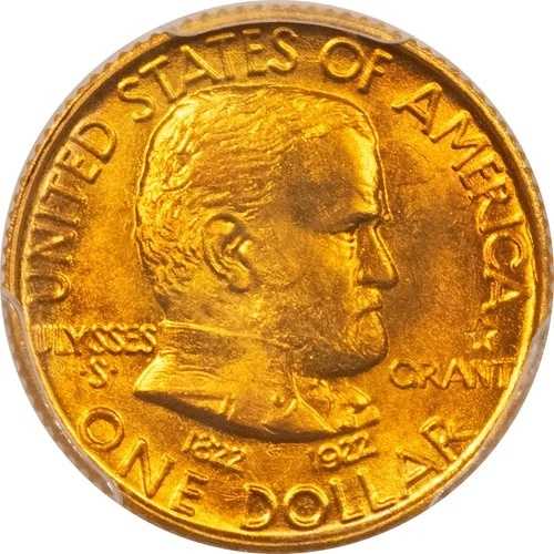 1922 年 1 ドル グラント スター ゴールド記念ドル - PCGS MS-66、PQ およびゴージャス!