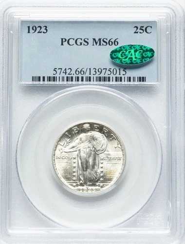 1923 年 Standing Liberty 25C - PCGS MS66 CAC - 驚くほど素晴らしい逸品!
