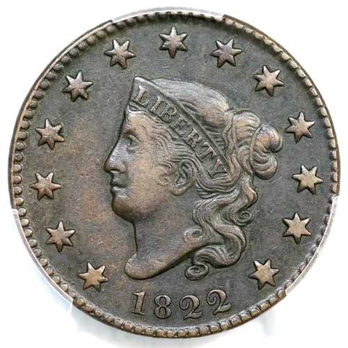 1822 N-9 R-5- PCGS XF 40 マトロンまたはコロネットヘッド ラージセントコイン 1セント