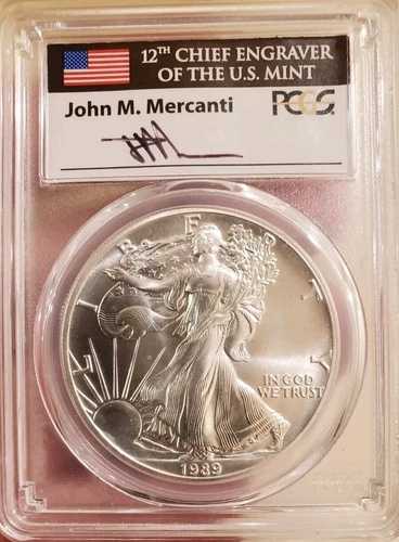 1989 年 Mercanti Silver Eagle PCGS MS70 (わずか 21 個のうちの 1 個!)