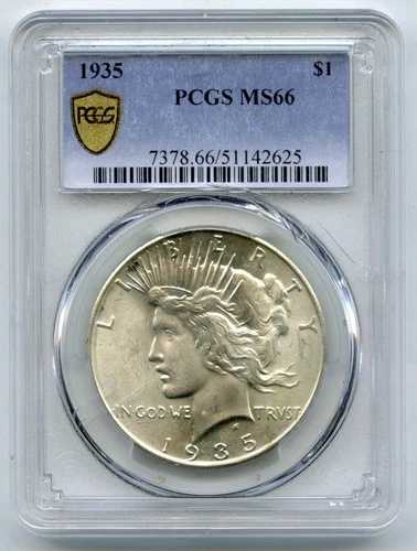 1935年ピースシルバードル PCGS MS66認定 - フィラデルフィア造幣局 - L730