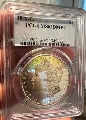 1878-CC モーガン $1 PCGS MS63 DMPL ? ?? フロスティカメオ、ブレイジングミラー、カーソンシティ