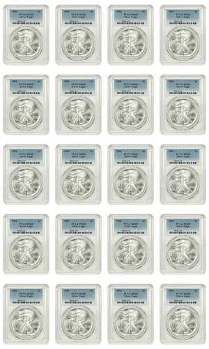 1991年 1ドル銀貨イーグル PCGS MS69 (20枚) ロール - 銀貨イーグル