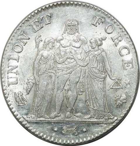 P3661 非常に希少な最高級5フラン ユニオン・エ・フォース 7年 L バイヨンヌ PCGS MS60-