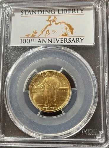 ファーストストライク 2016 Wゴールド スタンディング リバティ クォーター 100周年記念 PCGS SP70