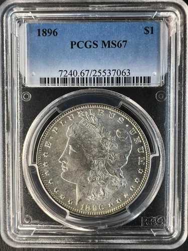 1896-P モルガン銀貨 PCGS MS67 - 驚異的な新品状態のブラストホワイトコイン 477,400円