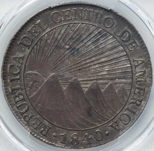 グアテマラ、中米共和国: 8 レアル 1840/37-NG MA/MB、PCGS AU-58。 ＰＱ！ 477,840円
