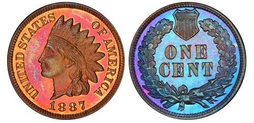 1887年プルーフインディアンヘッドセントコイン - PCGS PR66 RB