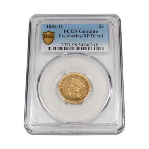 1854年 3ドル金貨 インディアンプリンセス PCGS XF 詳細 #6059