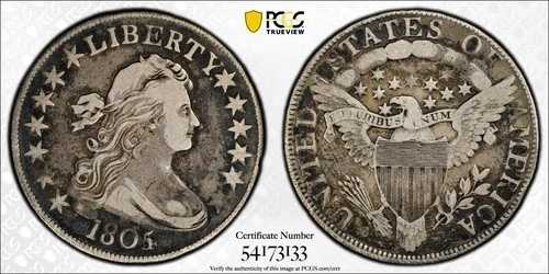 1805/4 ドレープ バスト ハーフ ドル *PCGS F12* O-101 *送料無料!!!