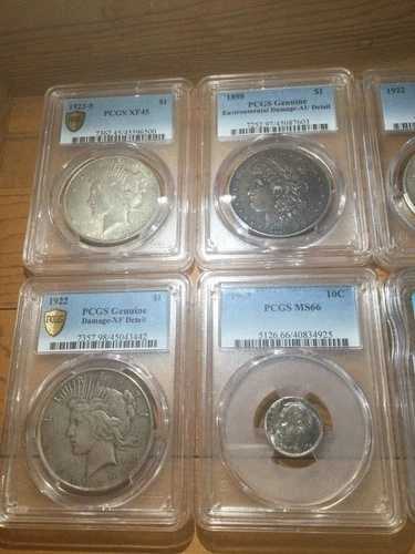 貴重な1885年から2012年までの古い銀貨コレクション（グレーディング済み）-MS66/Morgan & Peace