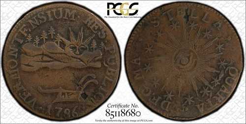1786年 バーモント・ランドスケープ銅貨 VERMONTENSIUM RR-6 PCGS VF20 証明書番号 85118680