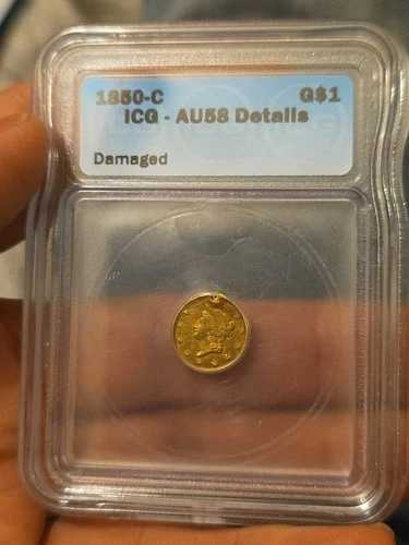 1850年頃 シャーロットゴールド 1ドル ICG AU58 詳細 希少コイン 発行枚数少