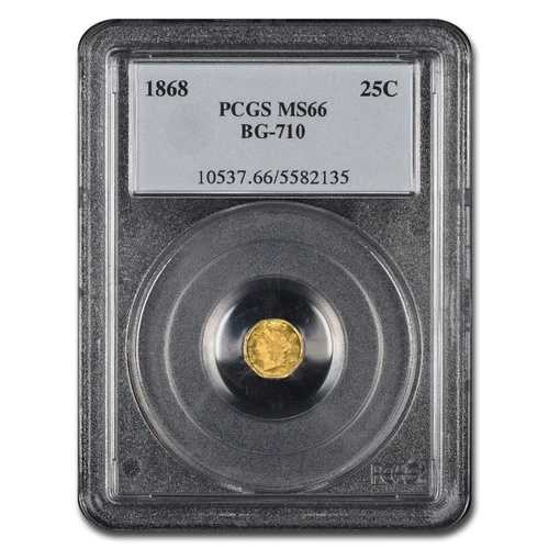 1868年 リバティ八角形 25セント金貨 MS-66 PCGS (BG-710)|WORLD RESOURCE【QUEEN店】
