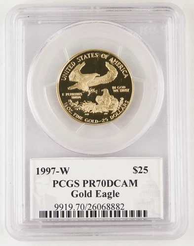 1997年 W $25 1/2オンス ゴールド アメリカン イーグル プルーフコイン PCGS PR70 DCAM Diehl サイン入り|WORLD RESOURCE【QUEEN店】