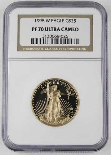 1998年 W $25 1/2トロイオンス ゴールド アメリカン イーグル プルーフコイン NGC PF70 ウルトラカメオ|WORLD RESOURCE【QUEEN店】