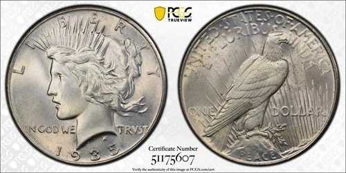 1935年 P ピース銀貨 PCGS MS-66