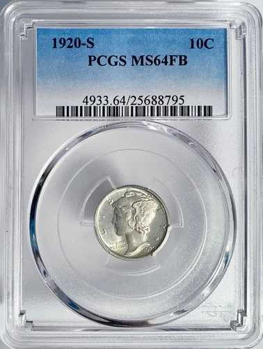 1920年 S マーキュリーダイム 10セント PCGS MS 64 FB