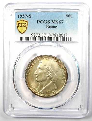 1937-S ブーン・ハーフダラー 50セント - PCGS MS67+ Plus認定 - 5,150ドル相当