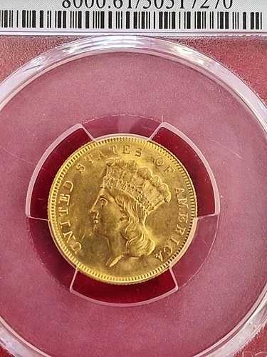 1878年 金貨 3ドル インディアンプリンセスヘッドコイン PCGS ミント ステート61