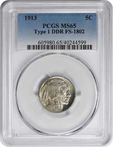 1913年 タイプI バッファローニッケル DDR FS-1802 MS65 PCGS