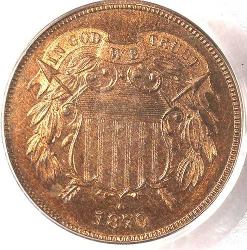 1870 2C PR65RB PCGS-高品位24枚のみ-PQ & 95%レッド