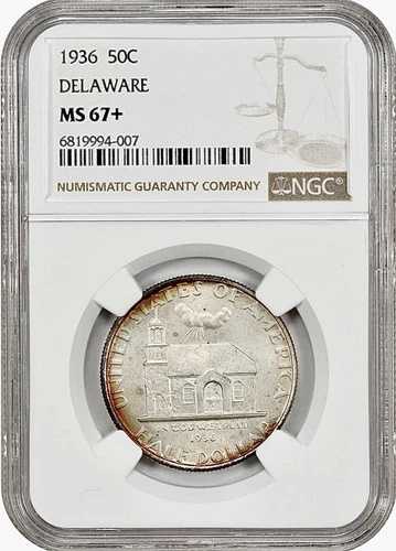 1936年 50セント デラウェア NGC MS67+ (PLUS) PQ ウルトラジェムクラシック記念品 $4,900