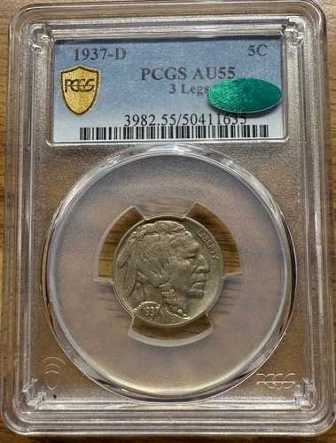 1937年 D バッファローニッケル PCGS AU-55 CAC 3本足