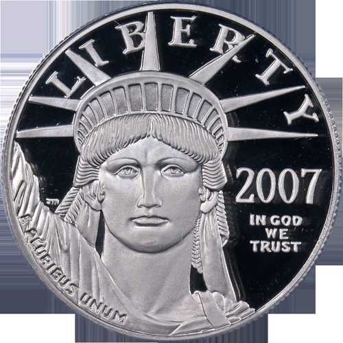 2007-W プラチナ アメリカンイーグル $100 PCGS PR70 DCAM ブルーラベル - 在庫あり 518,760円