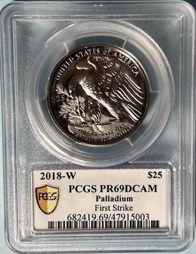 2018-W 25ドル パラジウム 1オンス ファーストストライク登録 PCGS PR69 DCAM 2023 CSNSラベル 517,440円