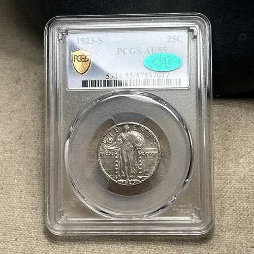 1923-S スタンディング リバティ クォーター PCGS AU55 キーデートコイン MM ほぼ FH