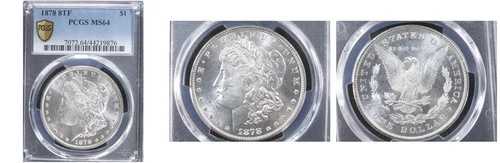 1878 8TF $1 MS64 PCGS-FLASHY-PQ-MORGAN DOLLAR---