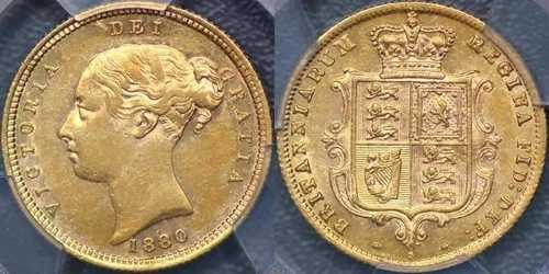 1880年シドニーハーフソブリン金貨（歯状装飾） - PCGS AU55｜WORLD RESOURCE【QUEEN店】 737,440円