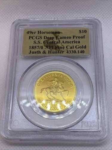 1857/0 金貨 $10 49er Horseman / S.S. Central America、金の船、1/2オンス以上 PCGS|WORLD RESOURCE【QUEEN店】