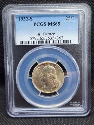 1932-S PCGS MS65 ワシントン シルバー クォーター｜WORLD RESOURCE【QUEEN店】