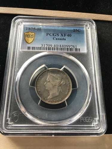 1875H (B5) PCGS 鑑定済みカナダ 25 セント硬貨、**EF-40** #9761|WORLD RESOURCE【QUEEN店】