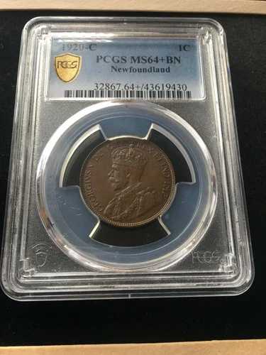 1920年 PCGS 認定ニューファンドランド ラージ セント、**MS-64+**
