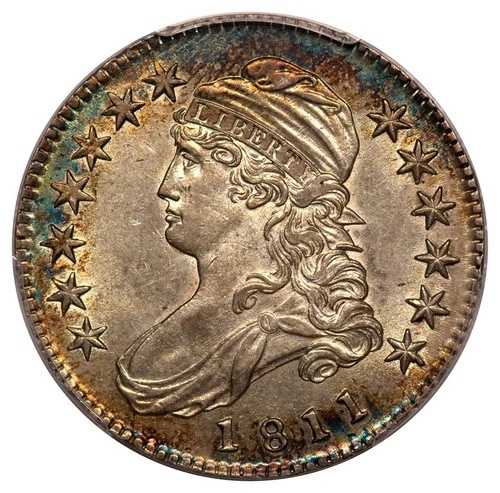 1811 O-110 50セント スモール8 キャップドバスト ハーフダラー PCGS AU58