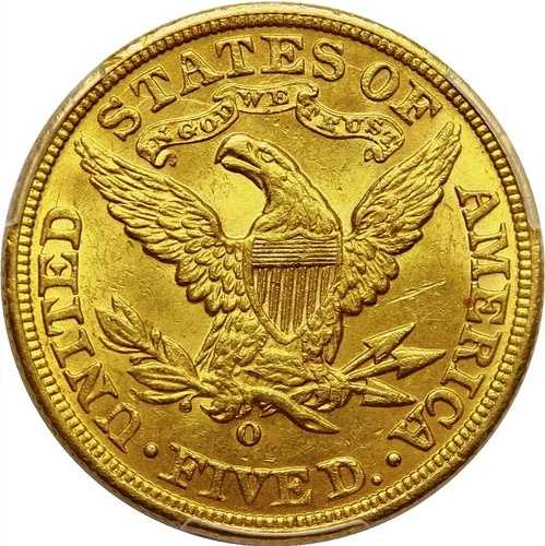1893-O 5ドル金貨 リバティヘッド ハーフイーグル PCGS MS61