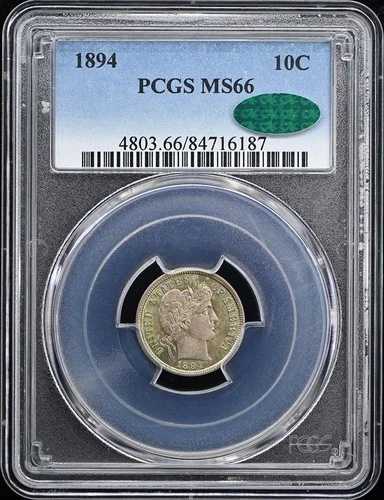 1894年 10セント バーバー ダイム PCGS MS66 (CAC)