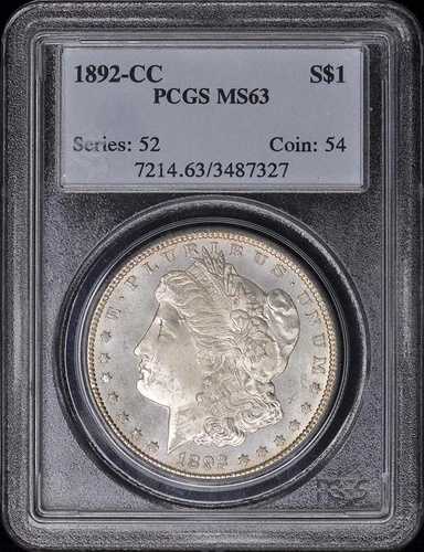 1892-CC 1ドル モルガン・ダラー PCGS MS63