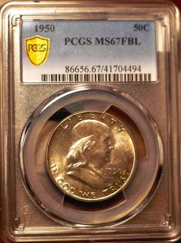 1950年 50セント フランクリン ハーフドル PCGS MS67 FBL