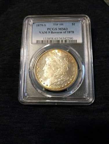 1879-S $1 VAM 9、1878年改訂版 TOP 100 MS63 LOW POP 540,760円