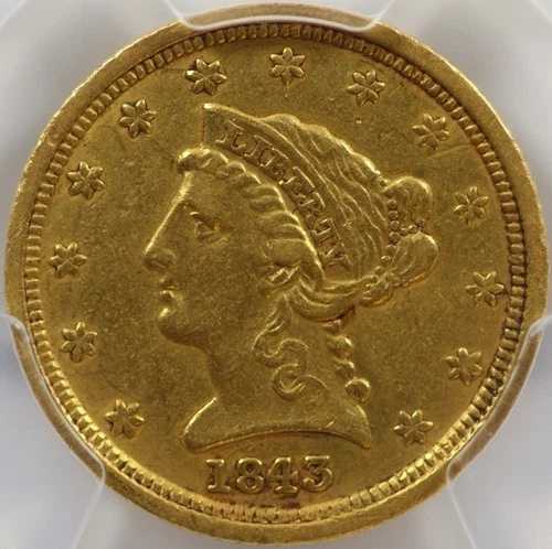1843-D $2.5 PCGS AU DETAIL ゴールド リバティ ~ Small D ~ ダロネガ ミント