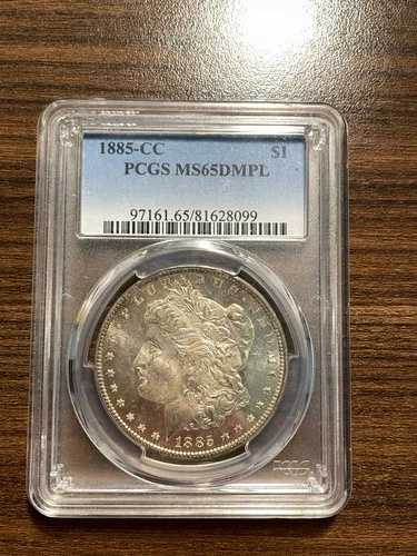 1885-CC モルガン銀貨 $1 PCGS ミントステート MS 65 ディープミラー プルーフライク DMPL