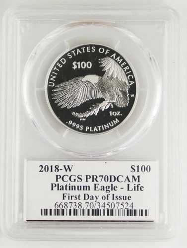2018 W $100 1オンス 9995 プラチナ アメリカンイーグル ライフプルーフコイン PCGS PR70 DC FDOI