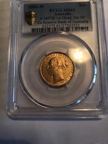 1882年M ソブリン 1ST ヘッド MS61/UNC Ex RBA S/T 埋葬 WW BPなし 観察済み アップセットコイン