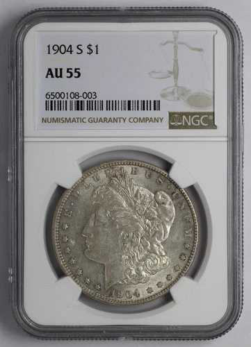 1904年 S モルガン銀貨 NGC AU 55