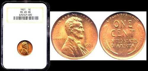 1921 1C NGC MS65RD (ピュアレッド)-PQ リンカーンウィート スモールセント++
