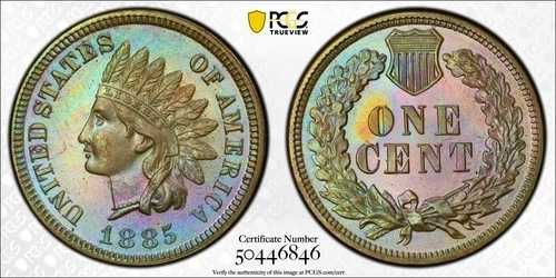 1885 1C PCGS PR67BN CAC レインボートーン インディアン ペニーセント 50446846 556,160円